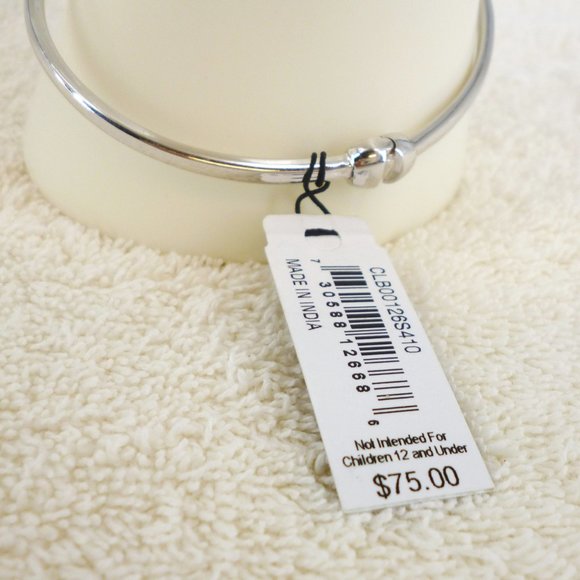 Carolee Bracelet Green Gemstone "Peace" Silver Plate Hinged 2.5" NWT Orig $75 - Picture 5 of 6